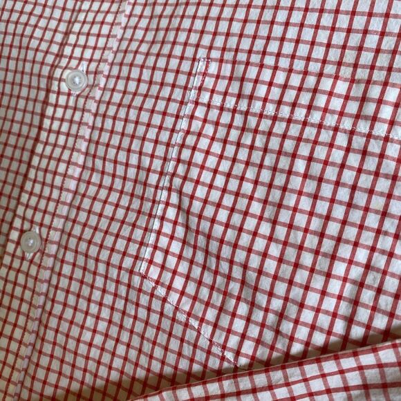 J. Crew Light Weight Button Down Shirt Men's Size L Slim Fit Check Red White - Picture 7 of 14